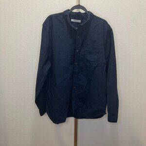 Outerknown The Artist Oxford Long Sleeve Button Down Shirt - Navy Blue Size XXL